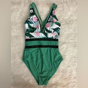 Tropical Green women’s One Piece Swimsuit small